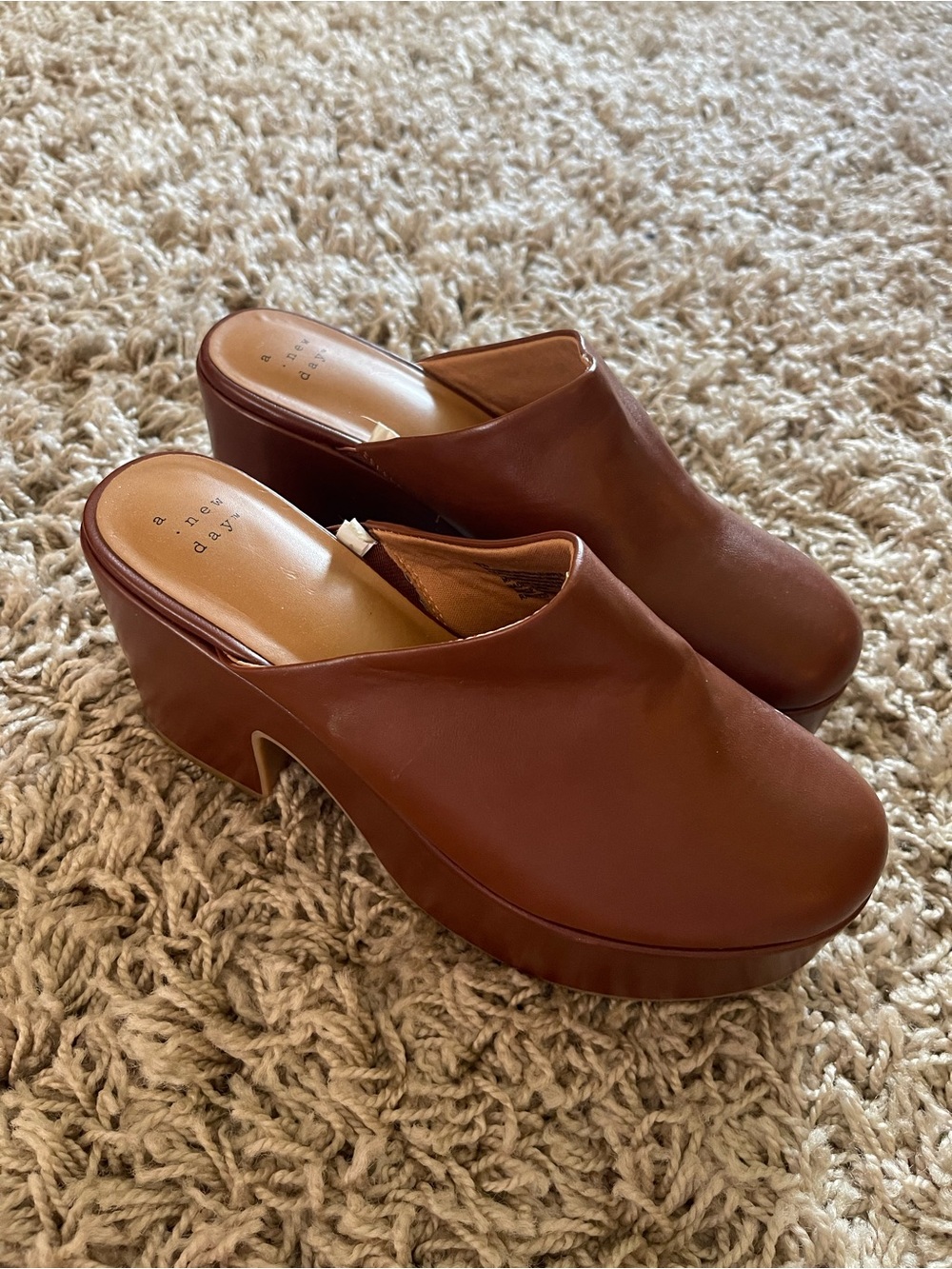 a new day Chestnut Brown Platform Mule Clogs